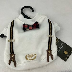 DOG Dogs of Glamour Pet Top Suspender Tee White XS Dogs Bow Tie NWT